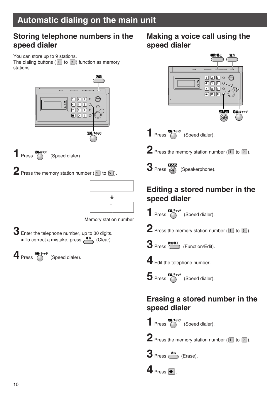 Automatic dialing on the main unit | Panasonic KX-PW92CW User Manual | Page 10 / 24