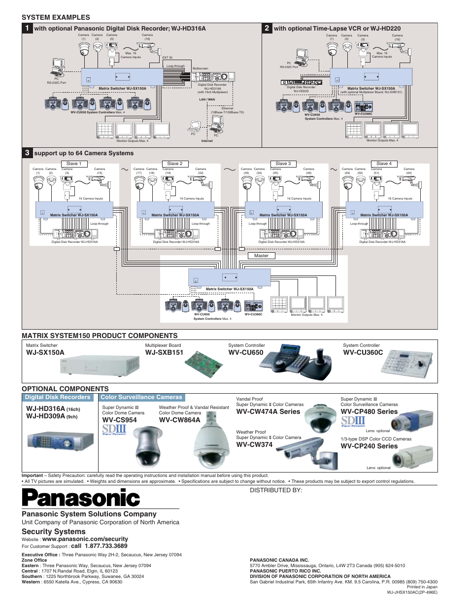 Security systems, Panasonic system solutions company, System examples | Wj-hd309a, Wv-cs954, Wv-cw864a, Wv-cp480 series, Wv-cw474a series, Wv-cp240 series, Wv-cw374 | Panasonic WJ-SX150A User Manual | Page 5 / 5