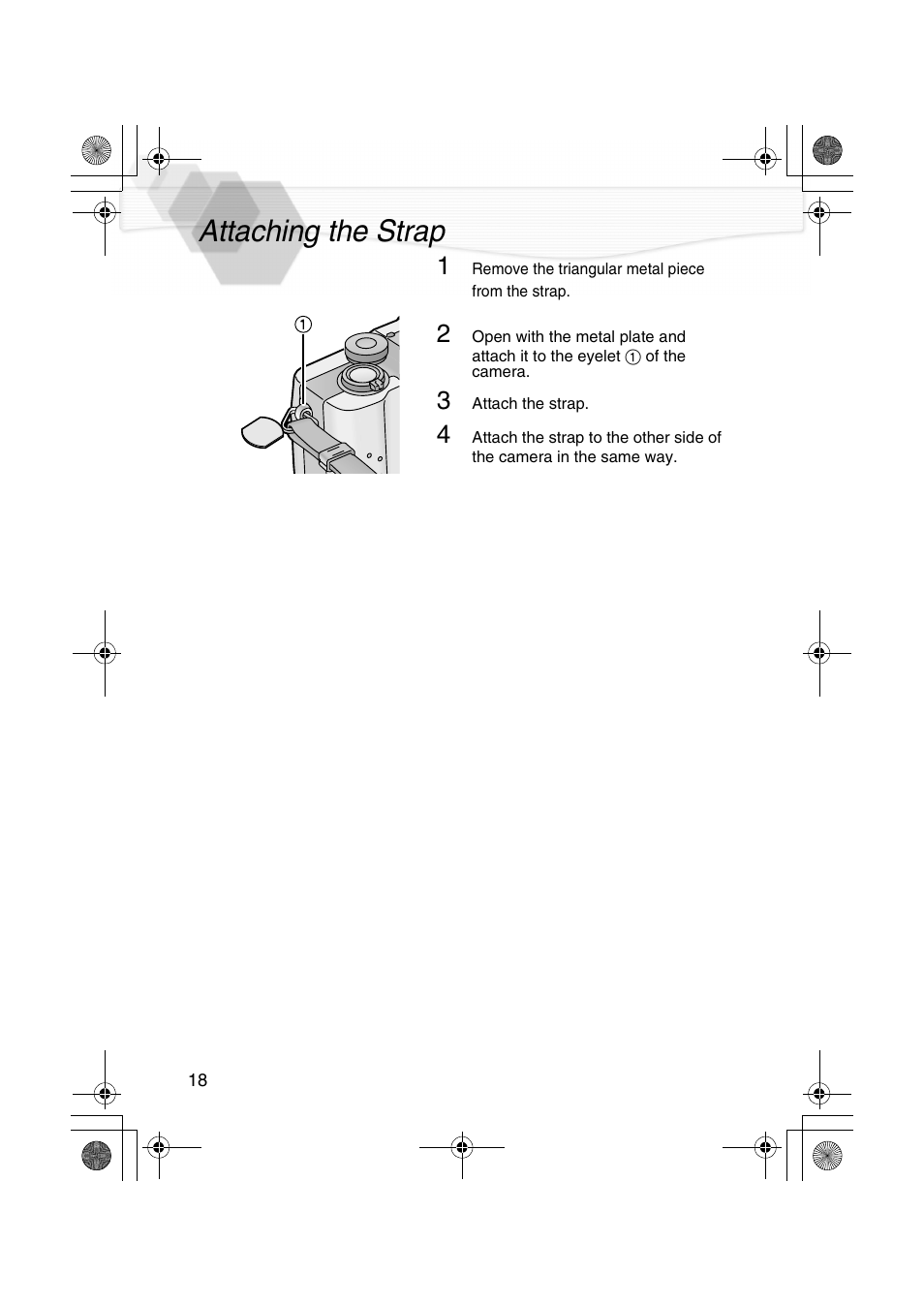 Attaching the strap | Panasonic DMC-LC20PP User Manual | Page 18 / 84
