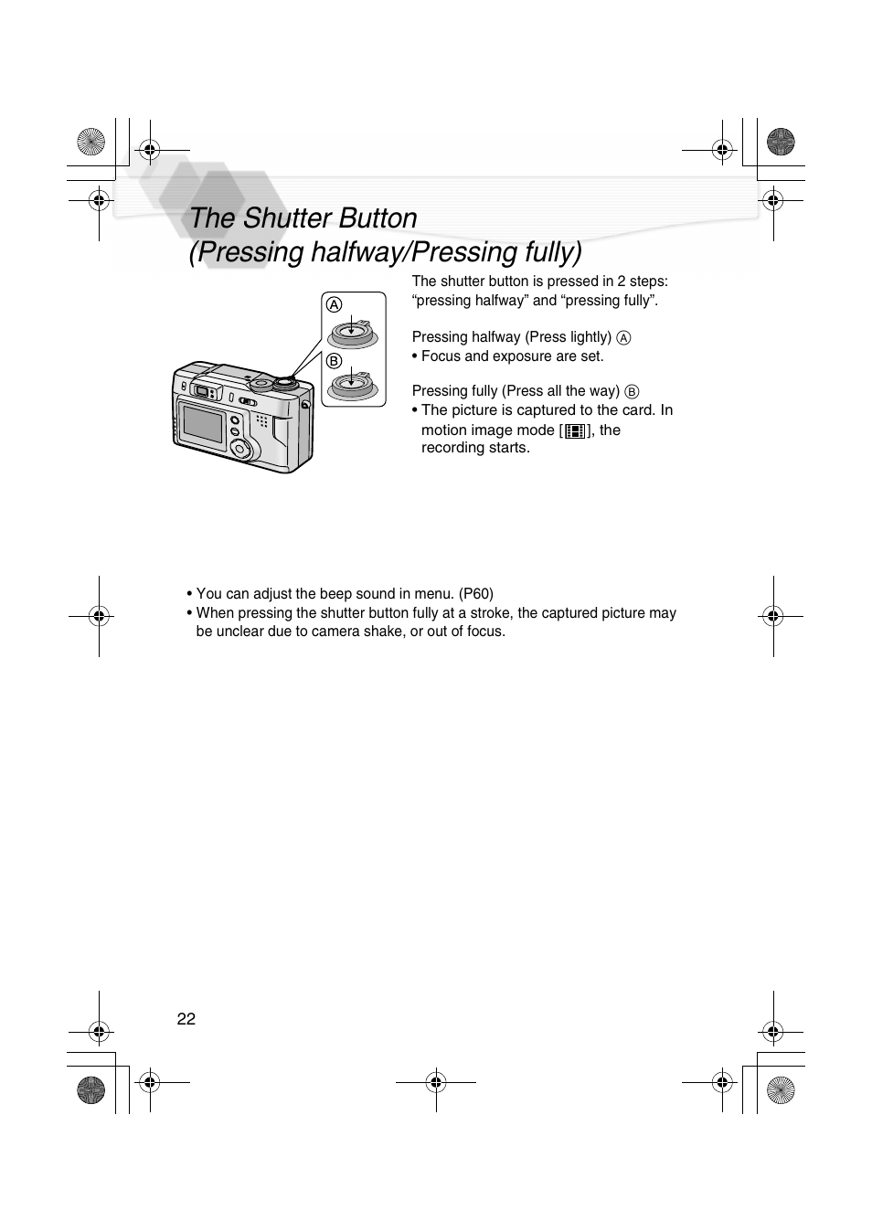On (p22), P22) | Panasonic DMC-LC20PP User Manual | Page 22 / 84