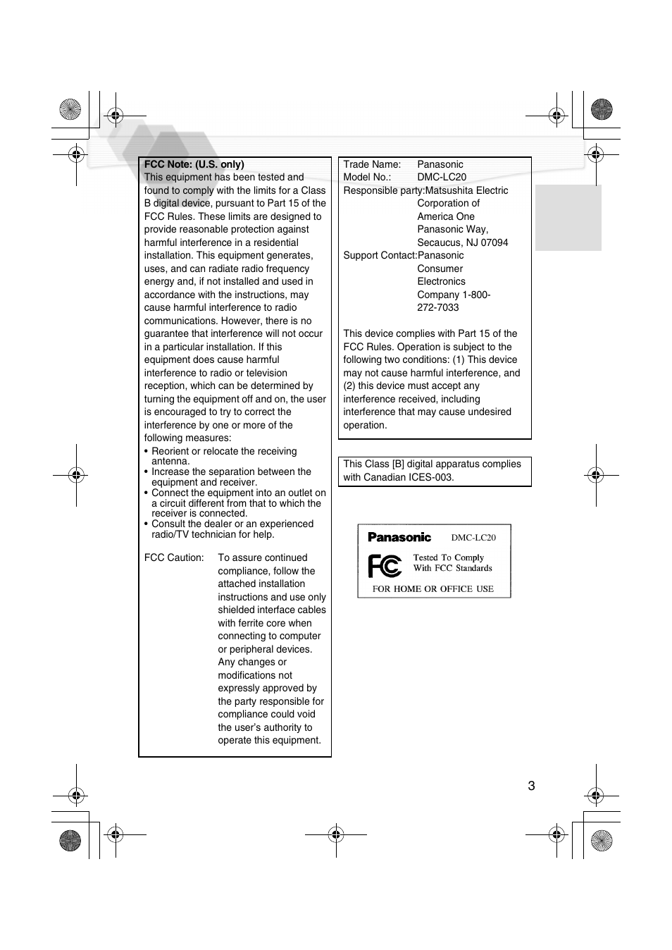 Panasonic DMC-LC20PP User Manual | Page 3 / 84