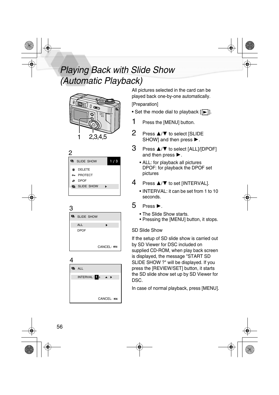 Technical use, Playing back with slide show (automatic playback), Laying back with slide show (automatic playback) | Panasonic DMC-LC20PP User Manual | Page 56 / 84