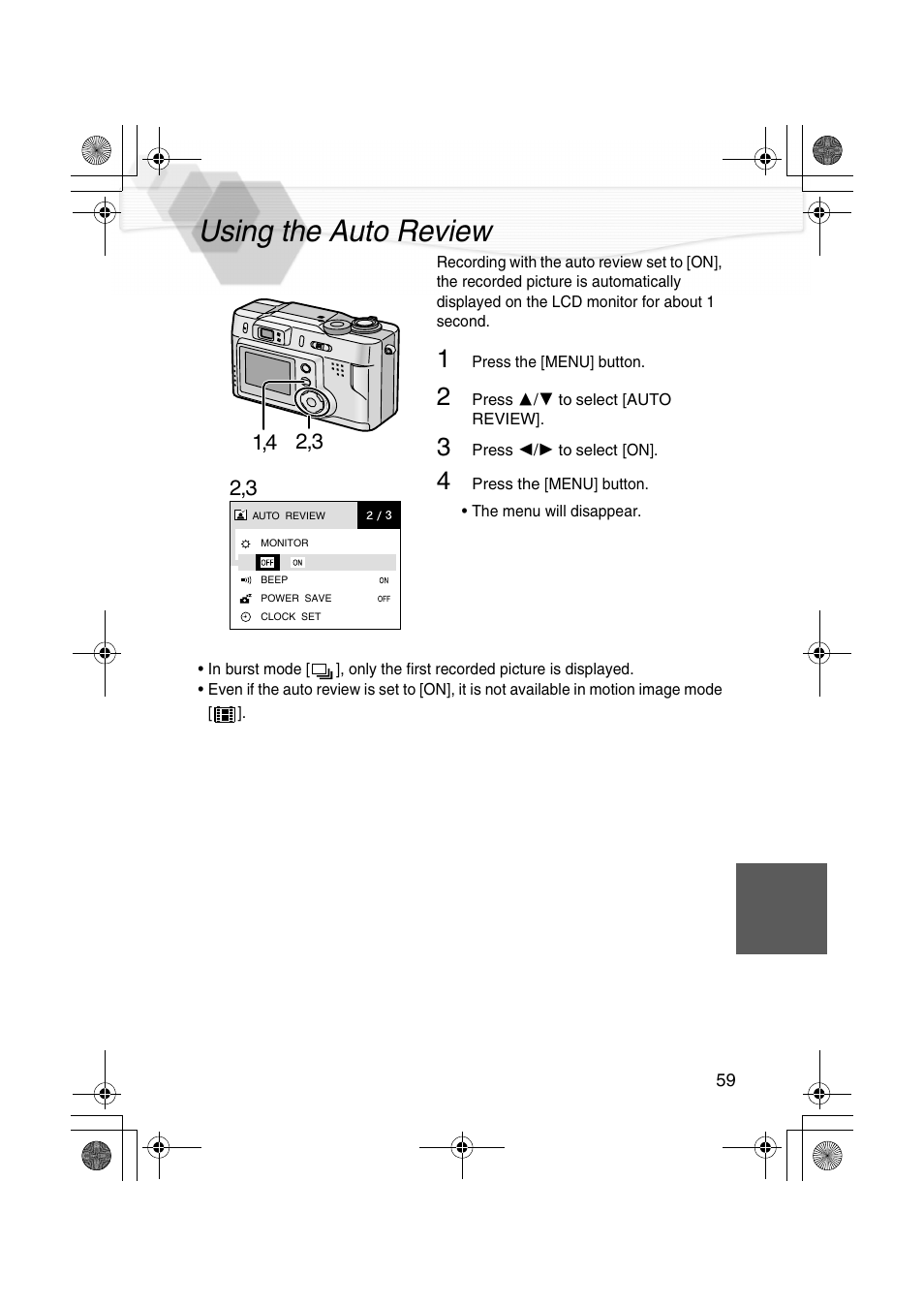 Using the auto review, P59) i | Panasonic DMC-LC20PP User Manual | Page 59 / 84