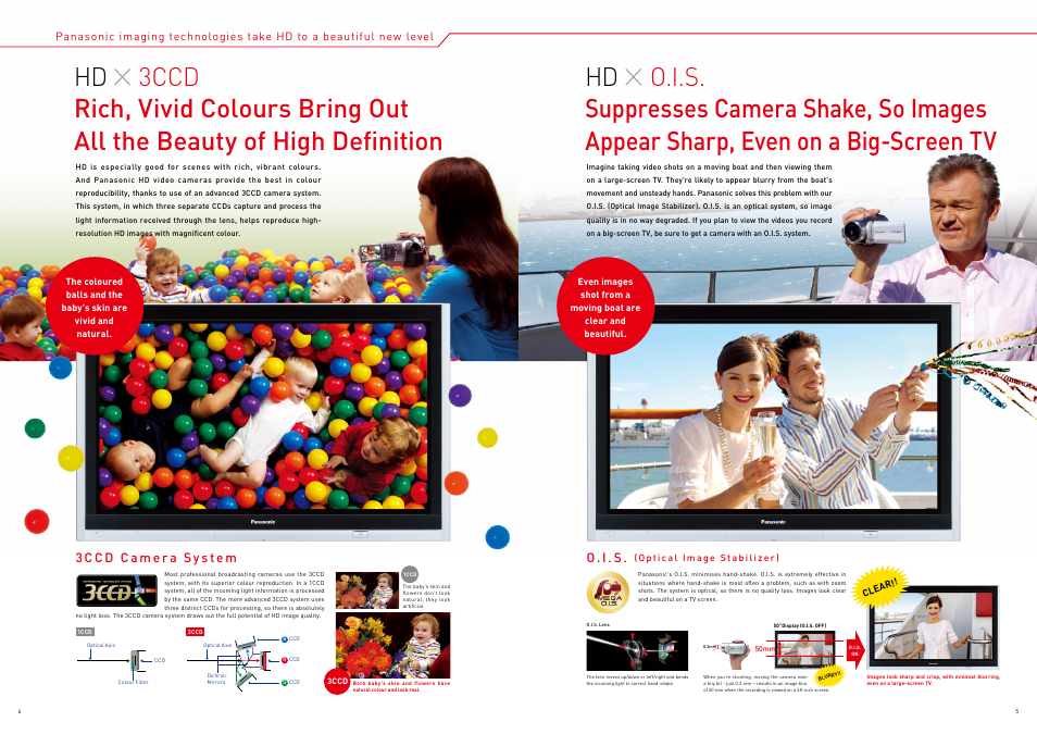 Hd 3ccd, Hd o.i.s, O . i . s | Panasonic 3CCD HD User Manual | Page 3 / 6