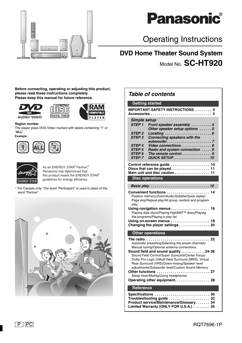 Panasonic SC-HT920 User Manual | 36 pages