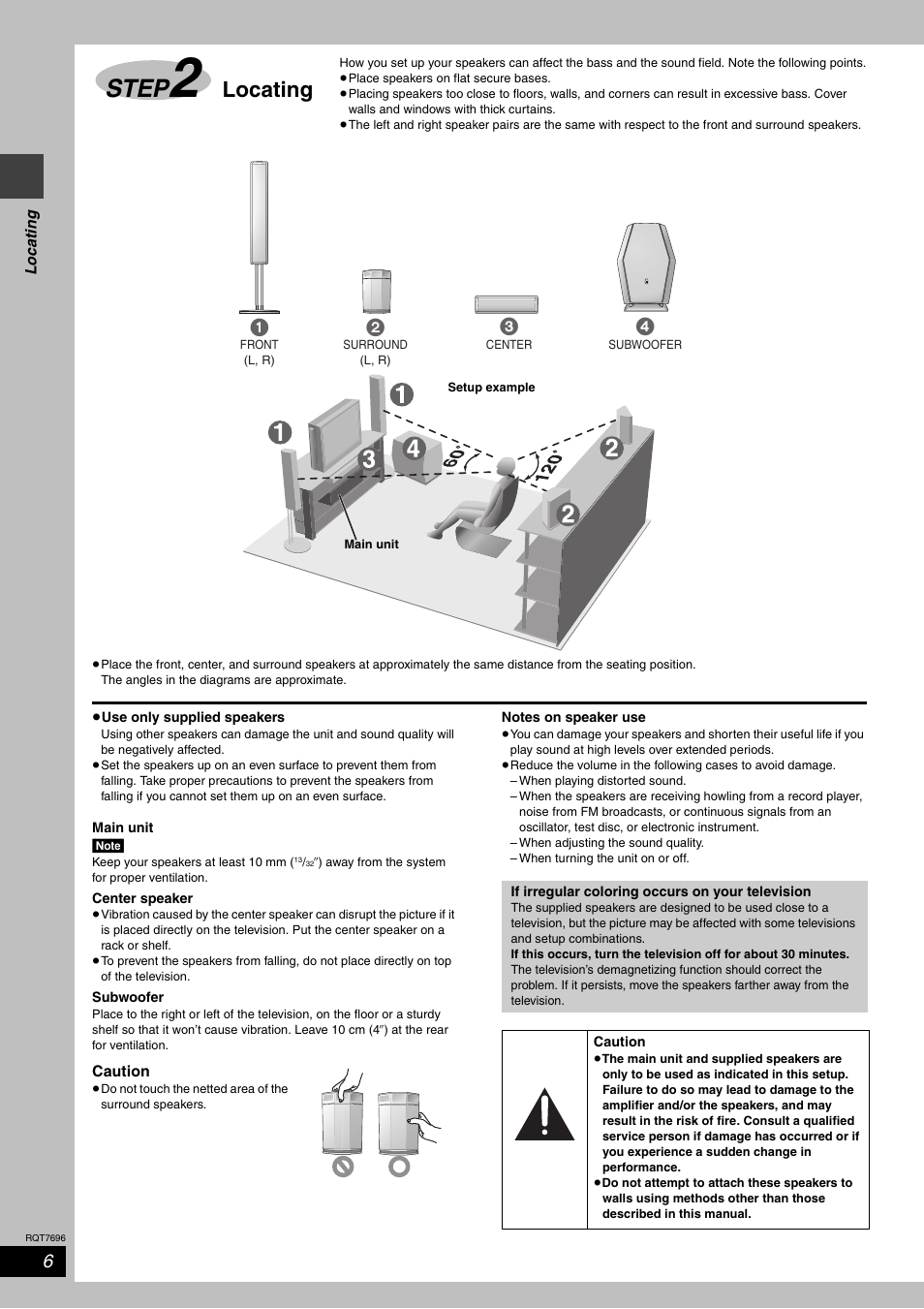 Step 2 locating, Step, Locating | Panasonic SC-HT920 User Manual | Page 6 / 36