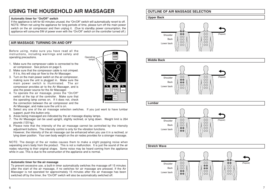 Using the household air massager, Air massage: turning on and off | Panasonic EP1081 User Manual | Page 4 / 6