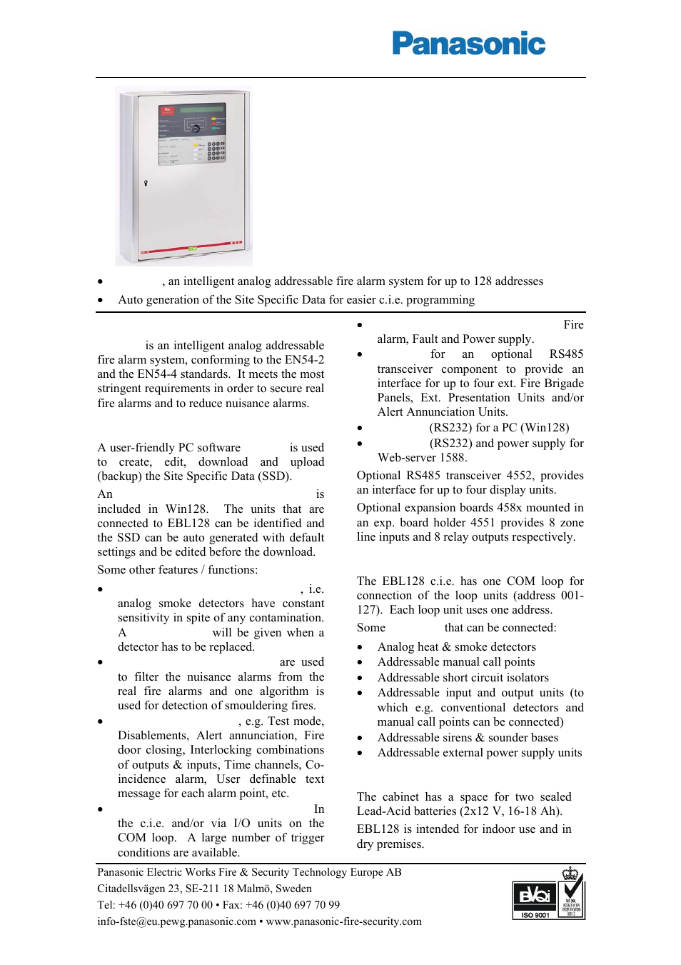 Panasonic EBL128 User Manual | 2 pages