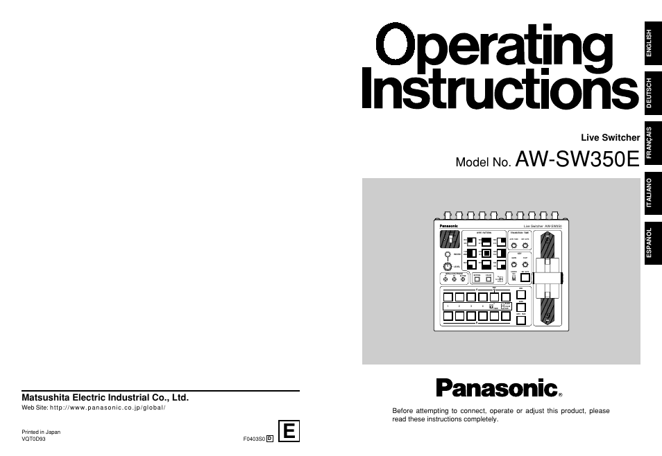Panasonic AW-SW350E User Manual | 105 pages