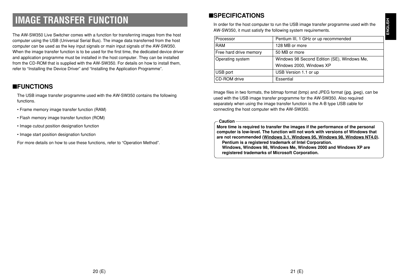 Image transfer function | Panasonic AW-SW350E User Manual | Page 12 / 105