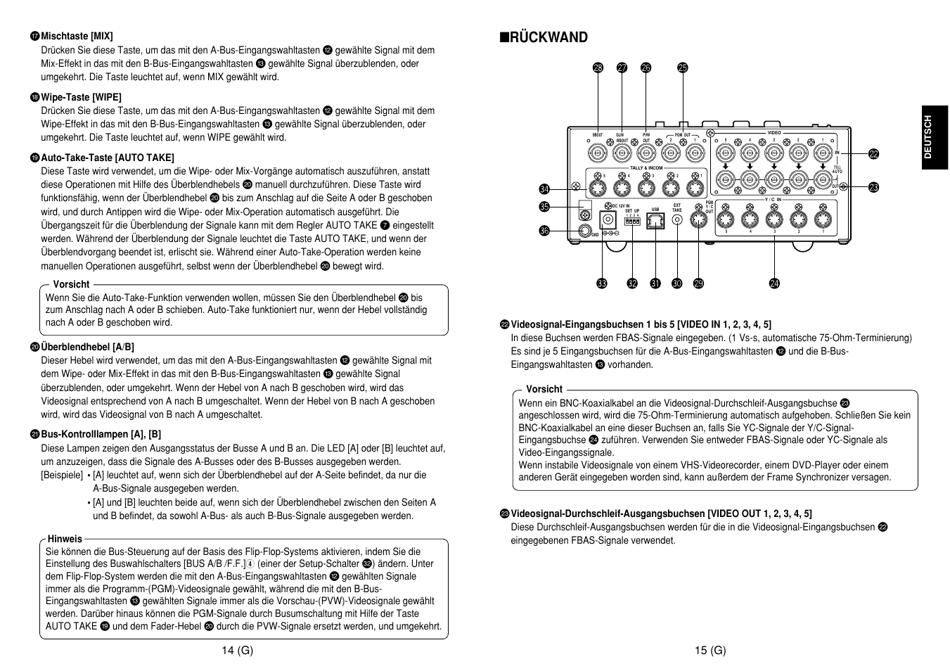 Rückwand | Panasonic AW-SW350E User Manual | Page 29 / 105
