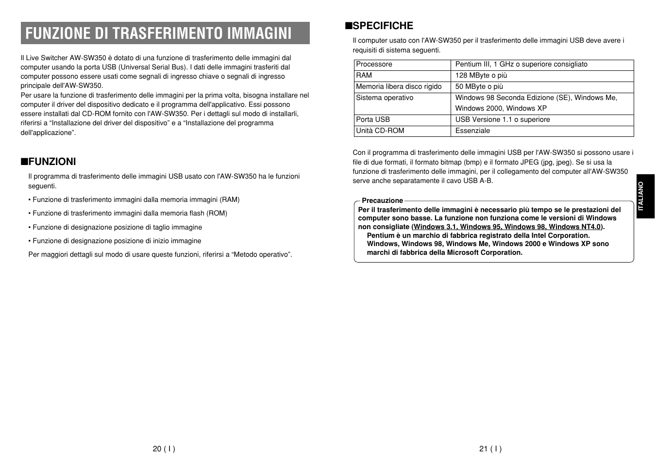 Funzione di trasferimento immagini | Panasonic AW-SW350E User Manual | Page 72 / 105