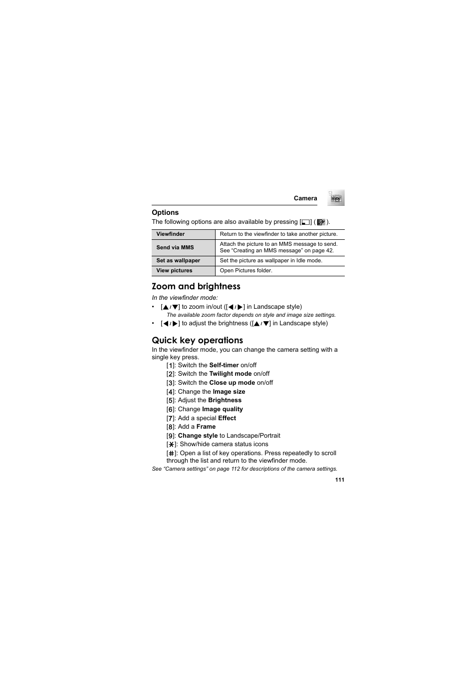 Zoom and brightness, Quick key operations | Panasonic EB-SC3 User Manual | Page 114 / 138