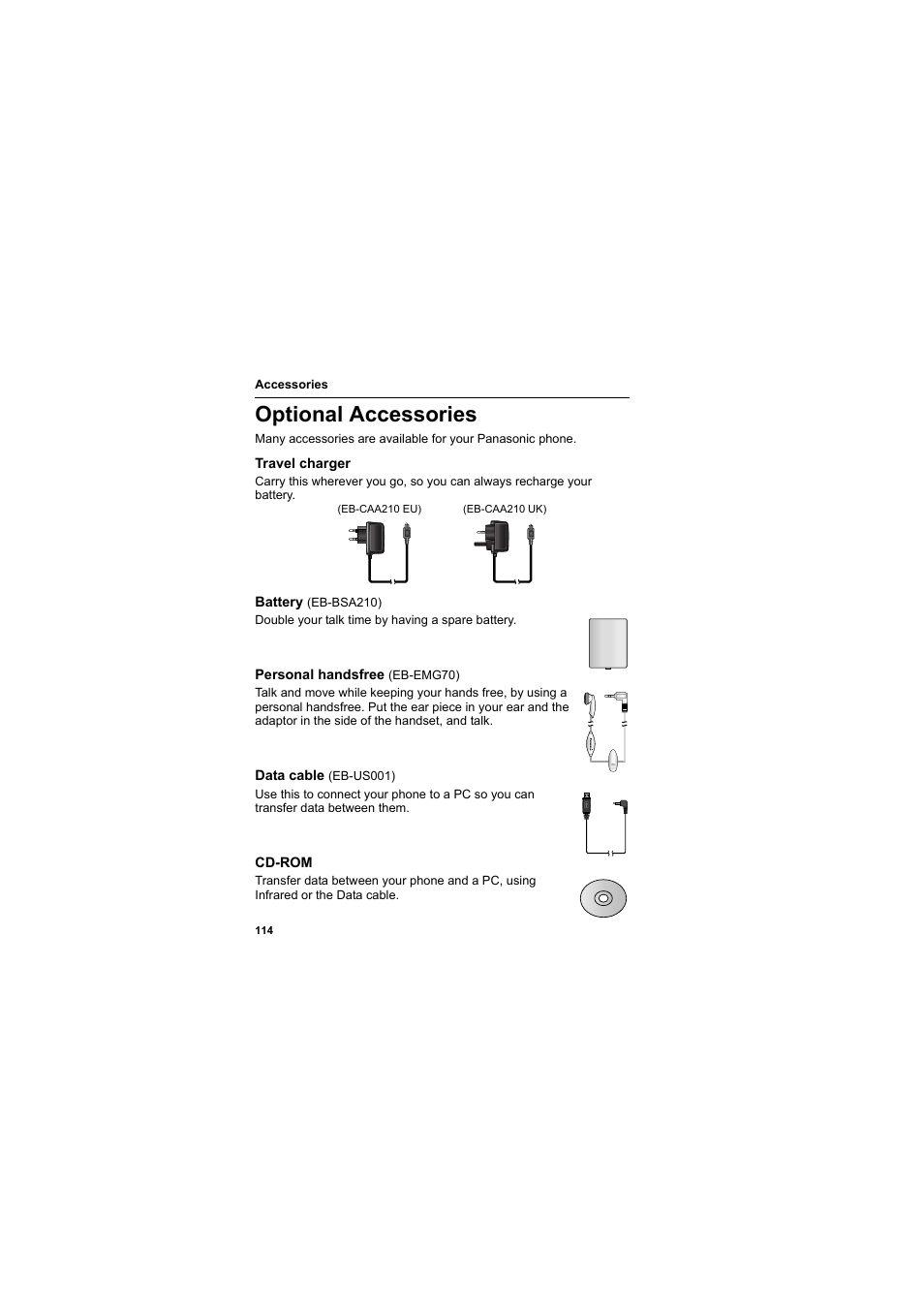 Optional accessories | Panasonic EB-SC3 User Manual | Page 117 / 138