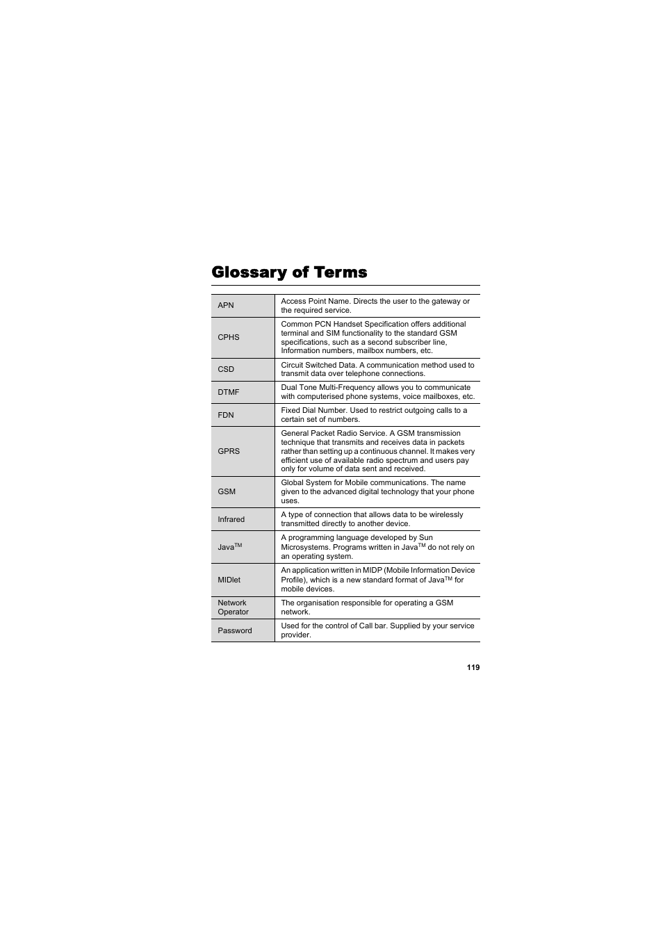 Glossary of terms | Panasonic EB-SC3 User Manual | Page 122 / 138