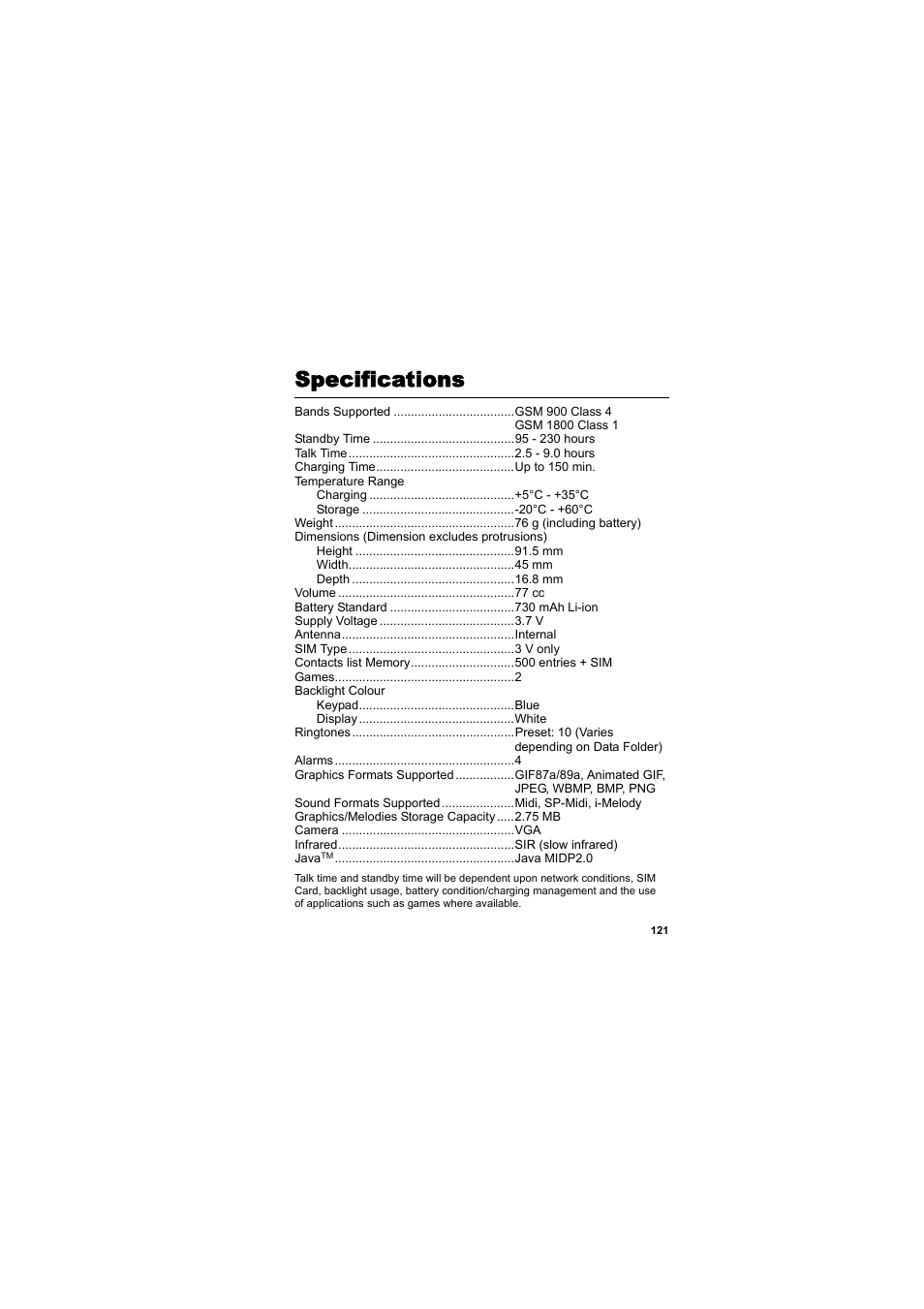 Specifications | Panasonic EB-SC3 User Manual | Page 124 / 138
