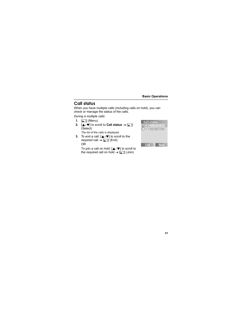 Call status | Panasonic EB-SC3 User Manual | Page 34 / 138