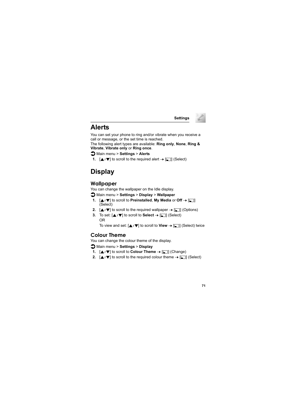 Alerts, Display, Alerts display | Panasonic EB-SC3 User Manual | Page 74 / 138