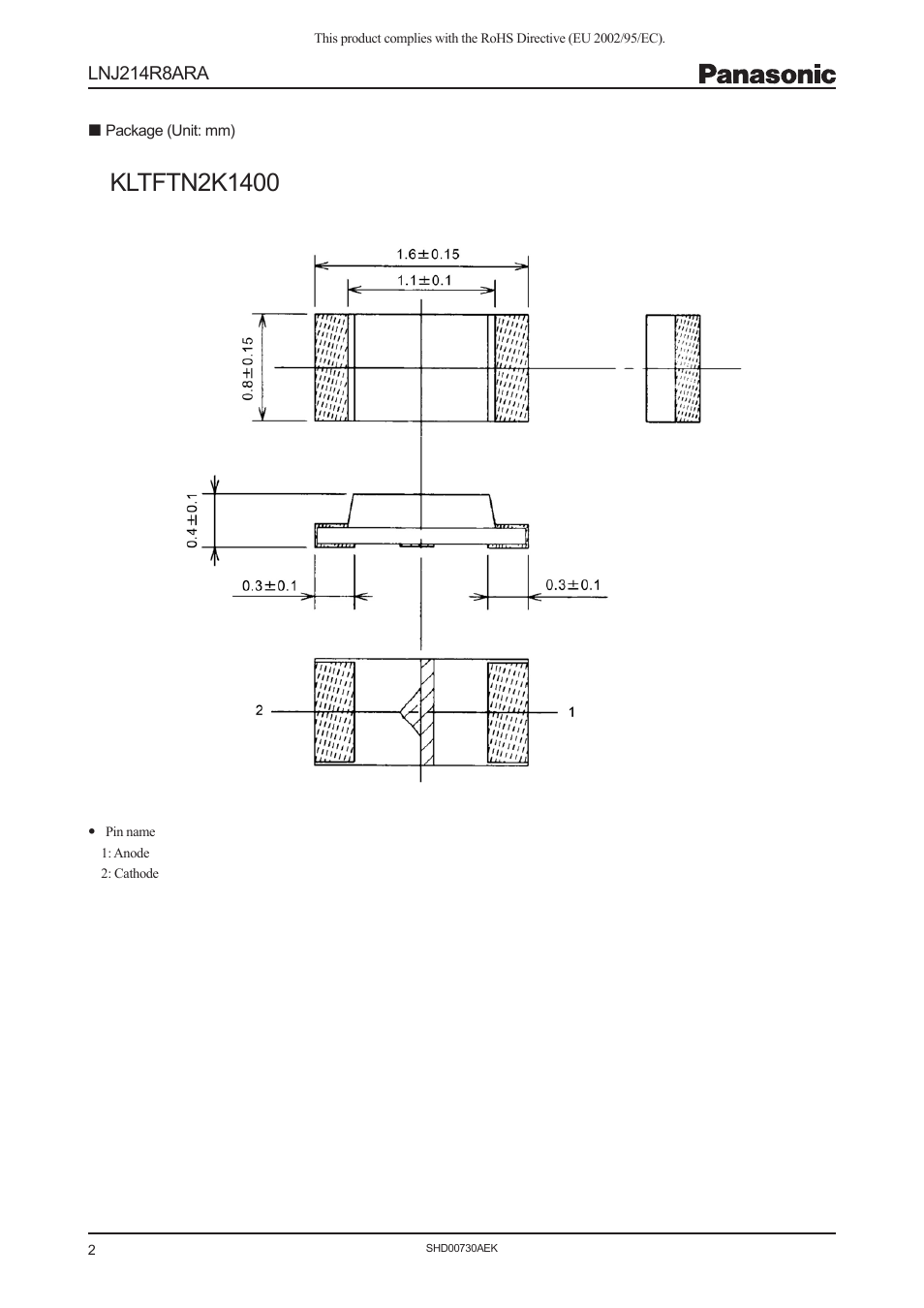 Lnj214r8ara | Panasonic Light Emitting Diodes LNJ214R8ARA User Manual | Page 2 / 3