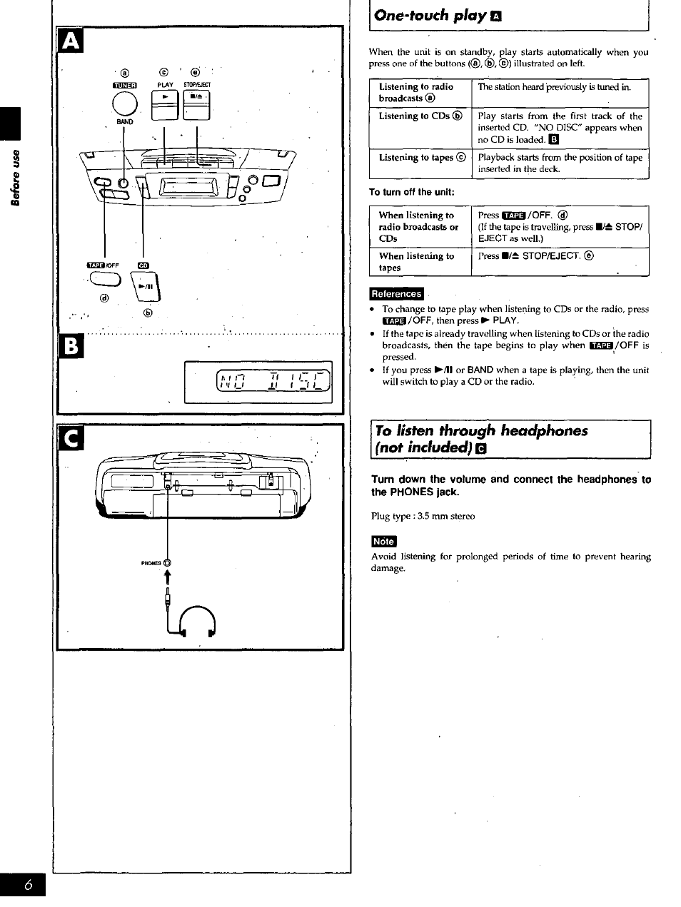 To turn off the unit | Panasonic PORTABLE STEREO RX-DS16 User Manual | Page 6 / 16