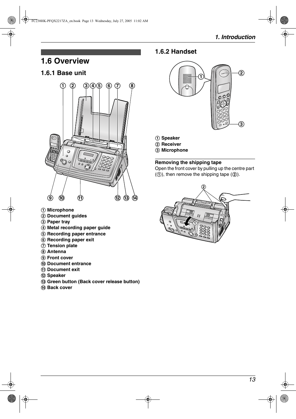 6 overview, Overview, 6 overview | Panasonic KX-FC238HK User Manual | Page 15 / 106