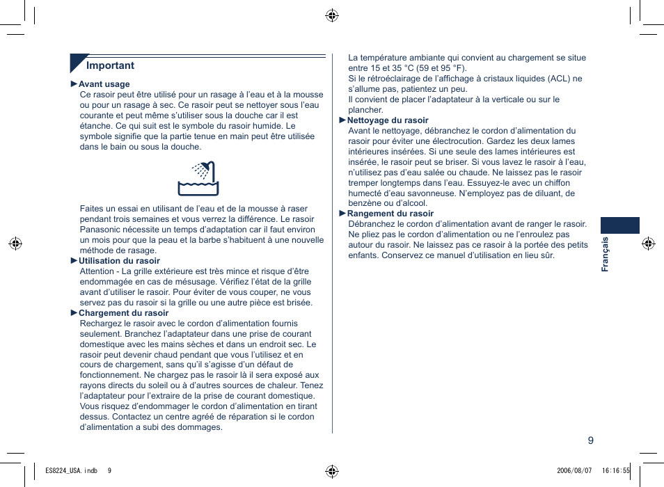 Panasonic ES8224 User Manual | Page 9 / 20