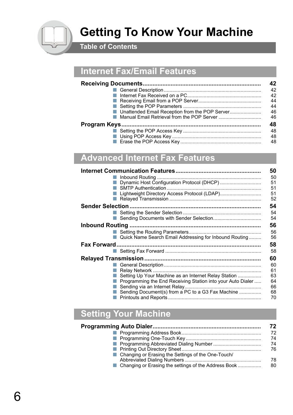 Panasonic Panafax UF-7950 User Manual | Page 6 / 126