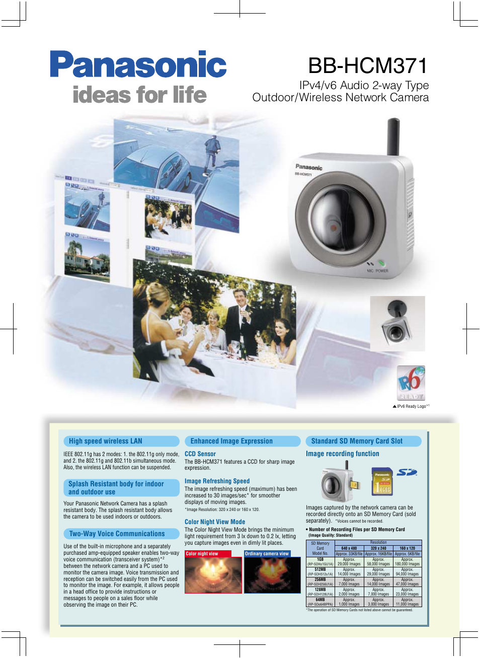 Panasonic BB-HCM371 User Manual | 2 pages