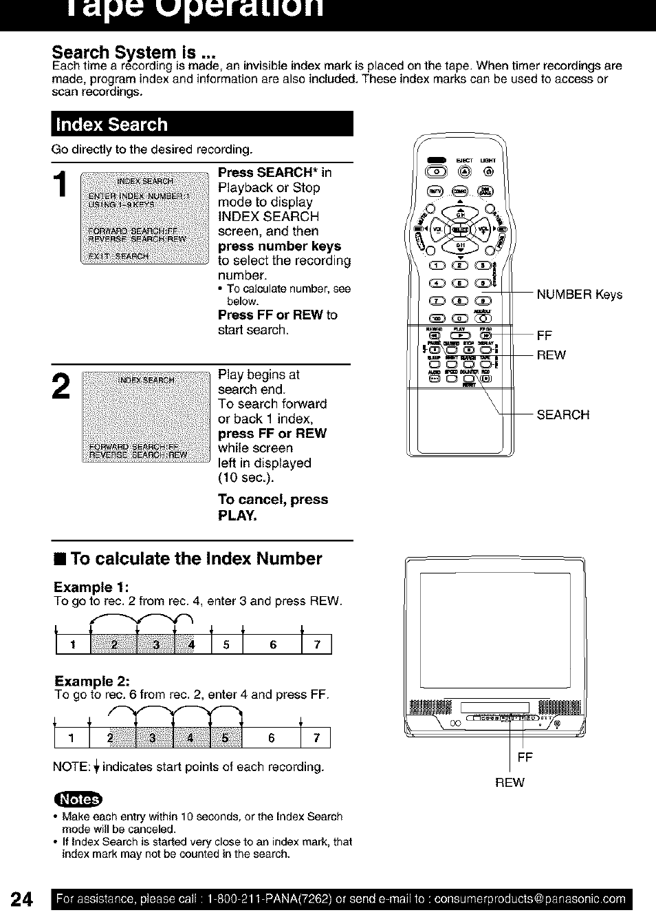 Search system is, Index search, To calculate the index number | I cipt? v^pt^rclliun | Panasonic PV C2063 User Manual | Page 24 / 40