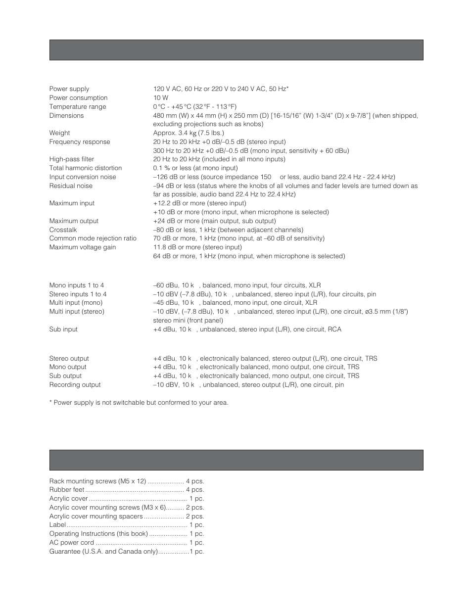 Specifications, Standard accessories, Specifications standard accessories | Panasonic WR-XS3P User Manual | Page 38 / 39