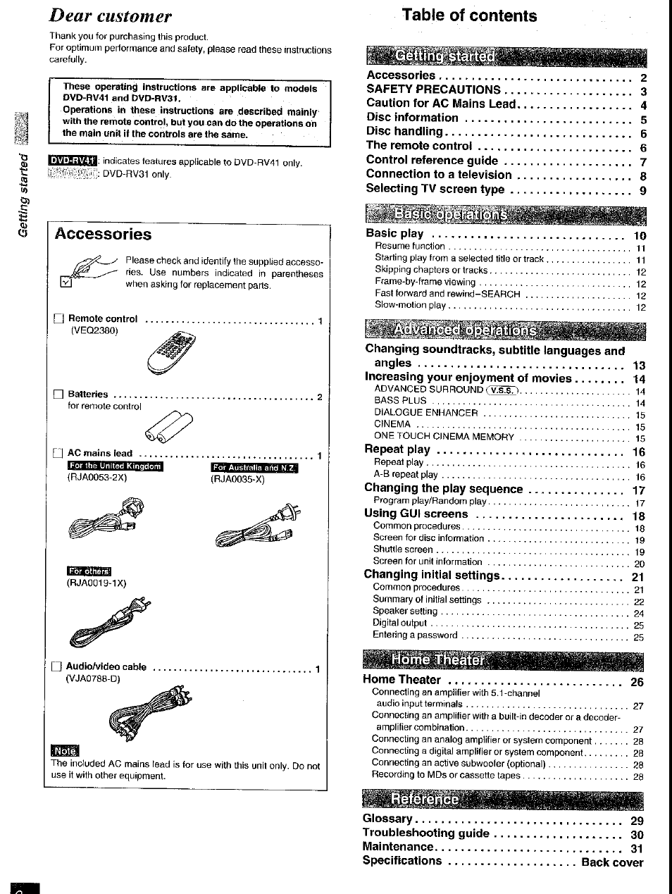 Panasonic DVD-RV41 User Manual | Page 2 / 33