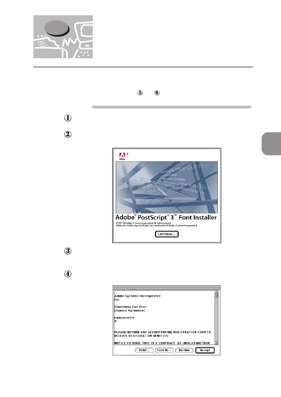 5 installing the adobe screen fonts | Panasonic DA-MC700 User Manual | Page 59 / 65