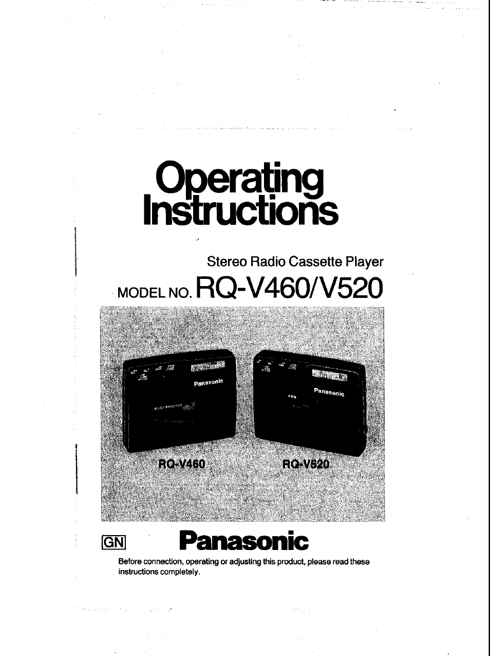 Panasonic RQ-V460 User Manual | 20 pages