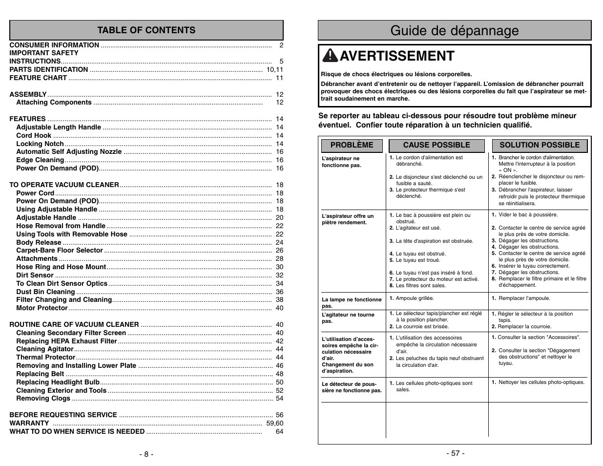 Panasonic MC-V7722 User Manual | Page 8 / 64