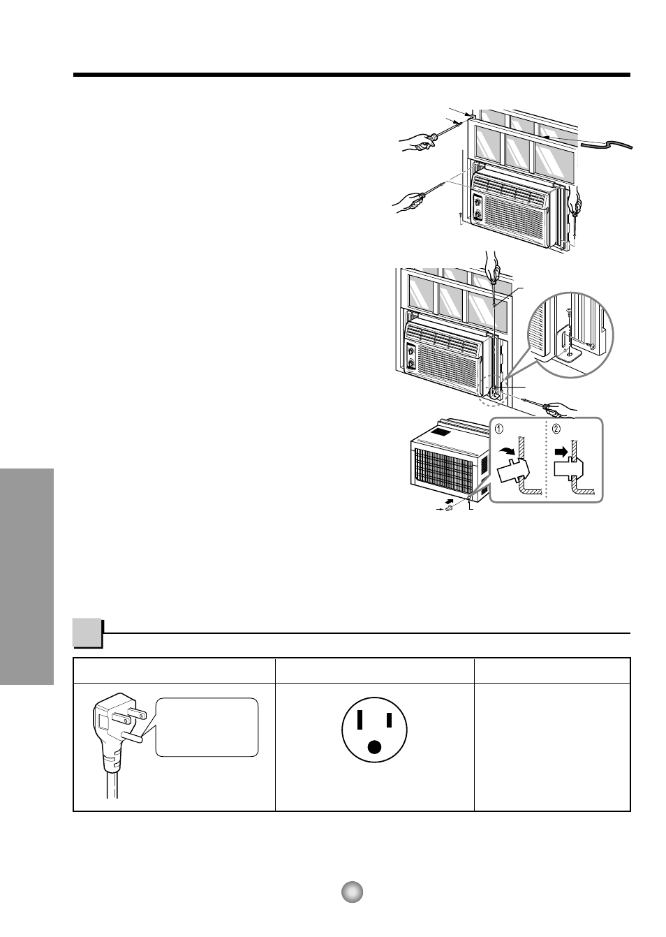 Informacion electrica, Requerimientos de la ventana | Panasonic CW-C53GK User Manual | Page 30 / 36