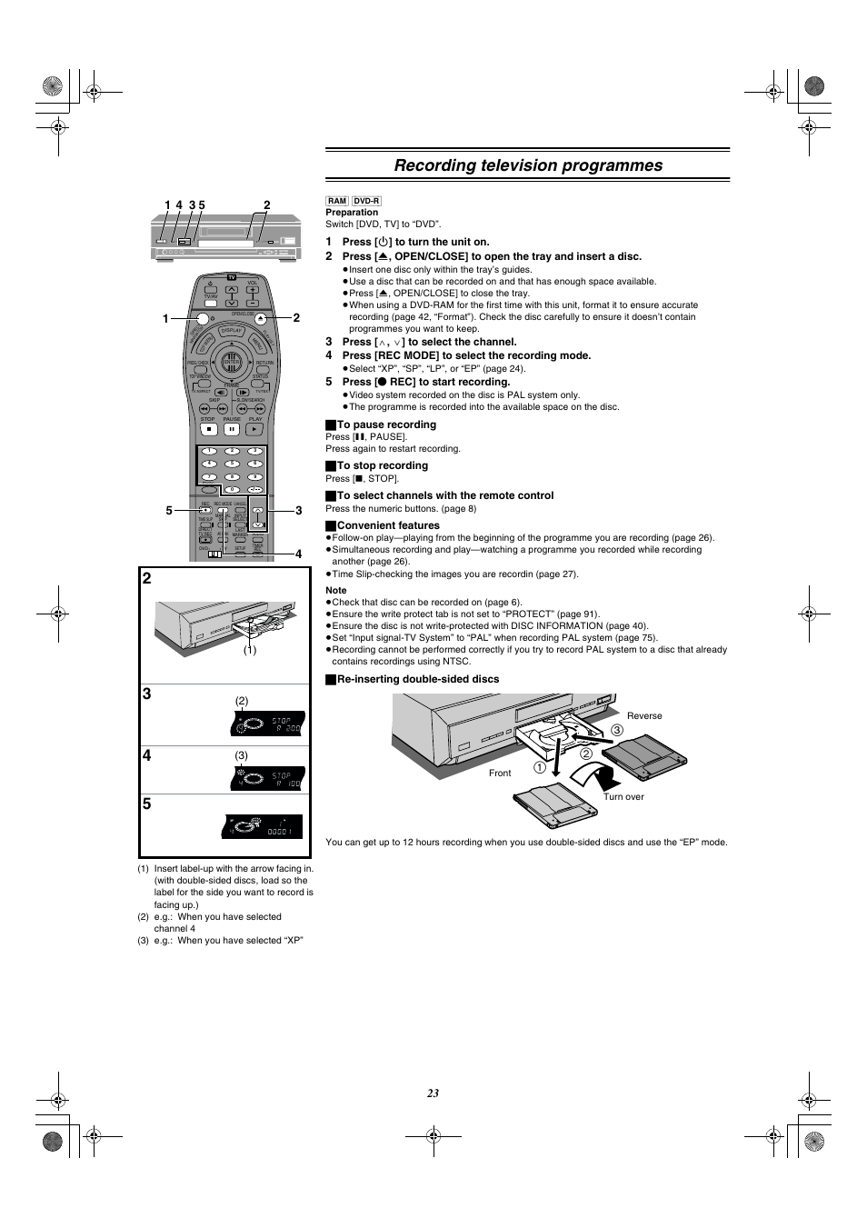 Recording television programmes | Panasonic DMR-E20 User Manual | Page 23 / 95