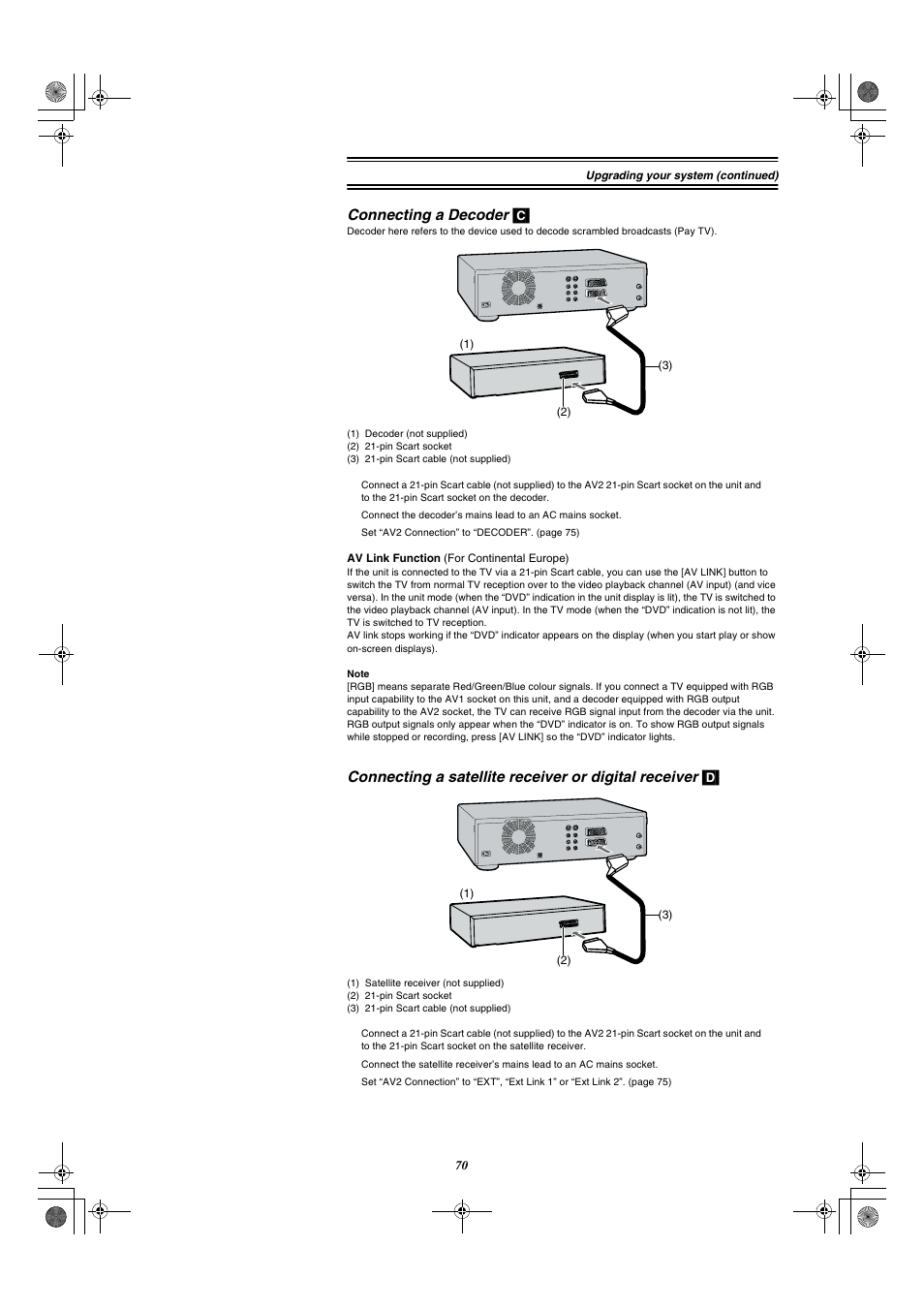 Connecting a decoder (c), Connecting a decoder | Panasonic DMR-E20 User Manual | Page 70 / 95