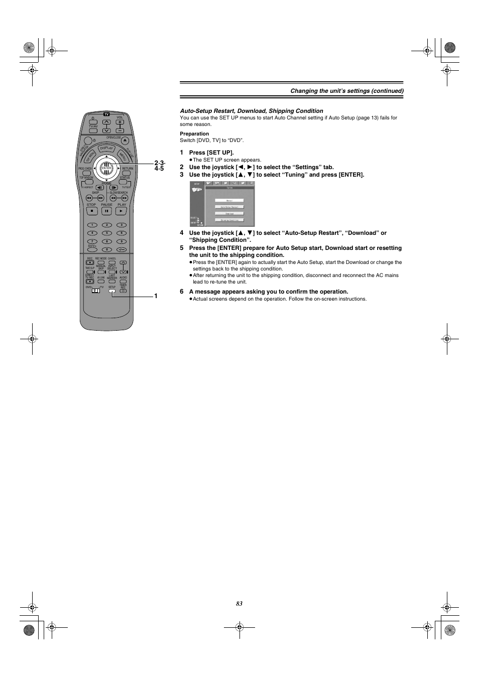 Press [set up | Panasonic DMR-E20 User Manual | Page 83 / 95