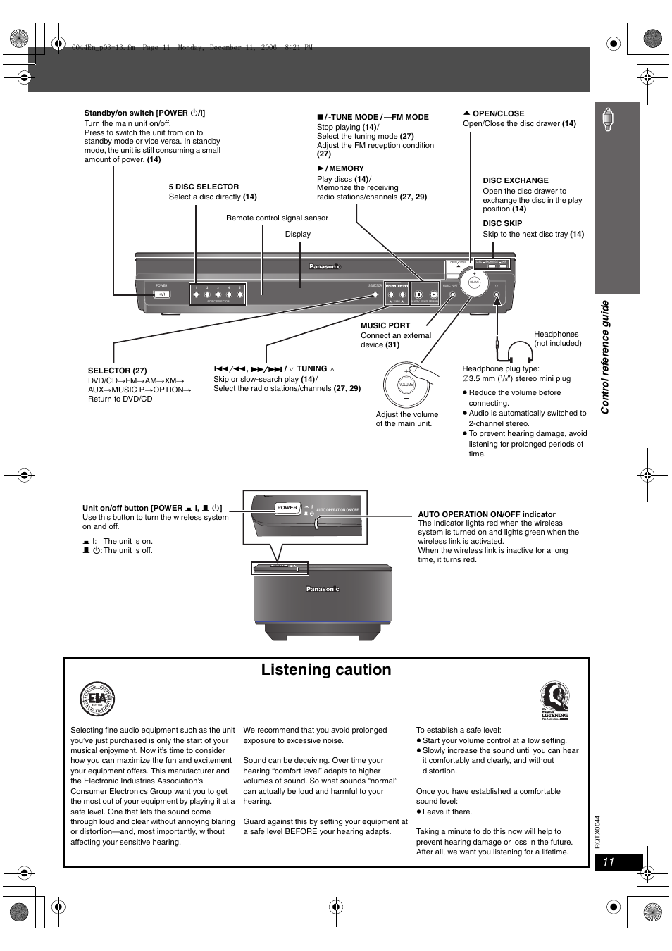 Listening caution | Panasonic SC-PT753 User Manual | Page 11 / 40