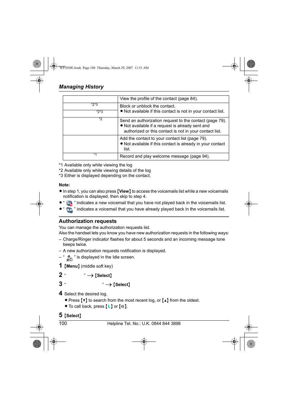 Authorization requests | Panasonic KW-WP1050E User Manual | Page 100 / 240