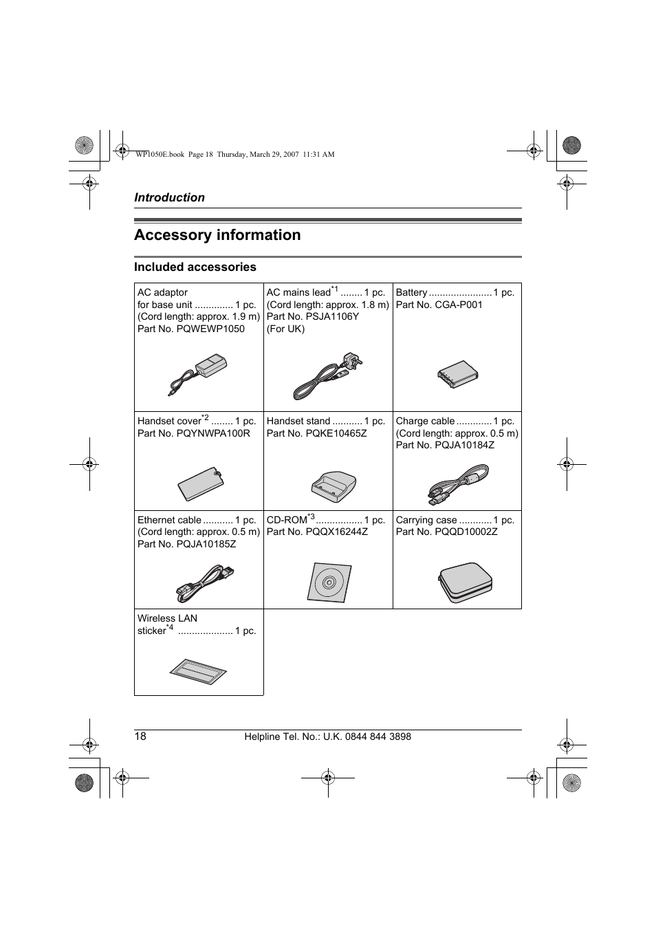 Accessory information, Included accessories | Panasonic KW-WP1050E User Manual | Page 18 / 240