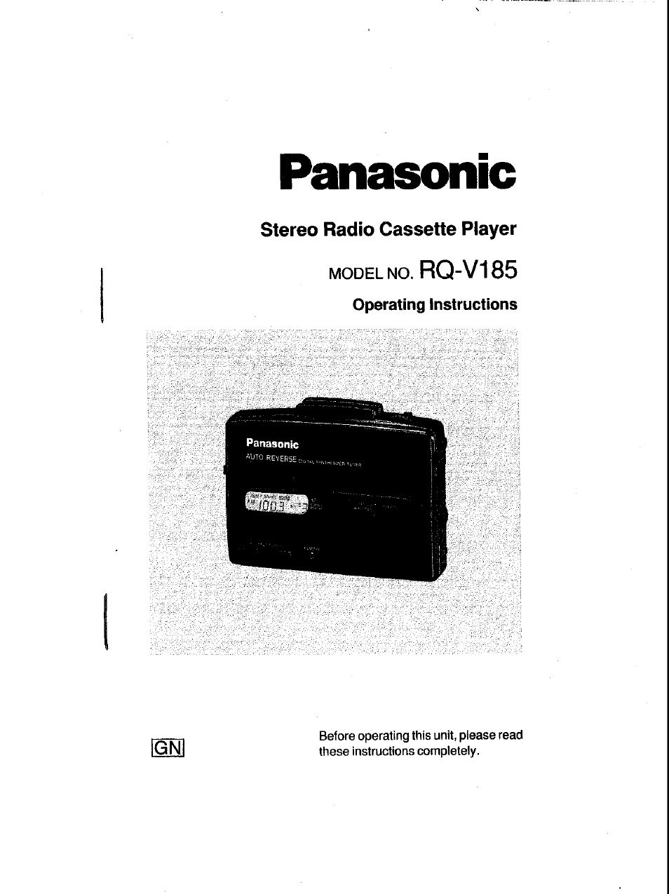 Panasonic RQ-V185 User Manual | 19 pages