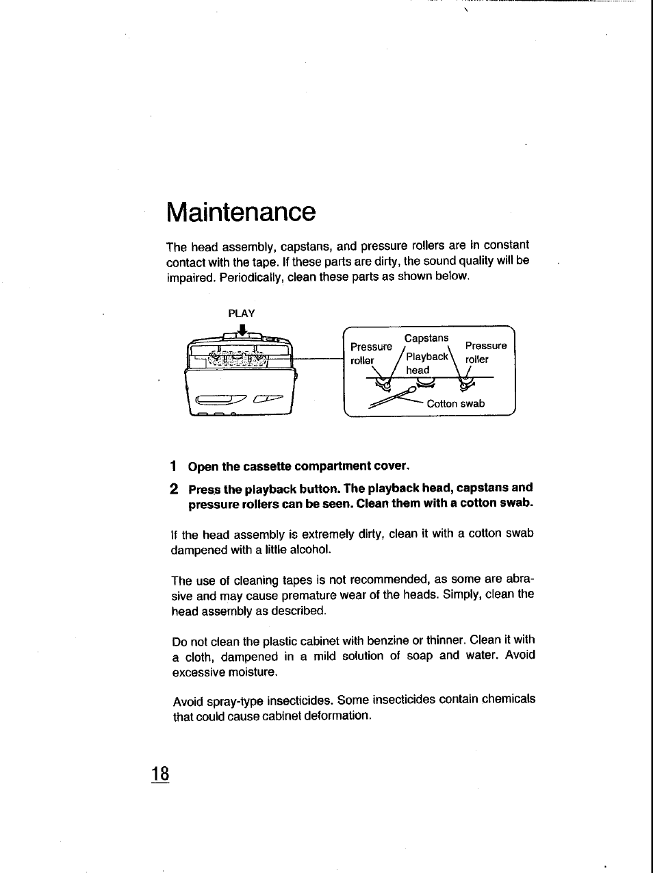 Maintenance | Panasonic RQ-V185 User Manual | Page 18 / 19