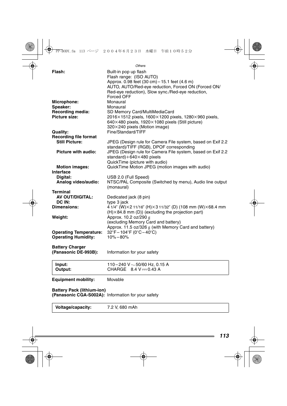 Panasonic DMC-FZ3PP User Manual | Page 113 / 124