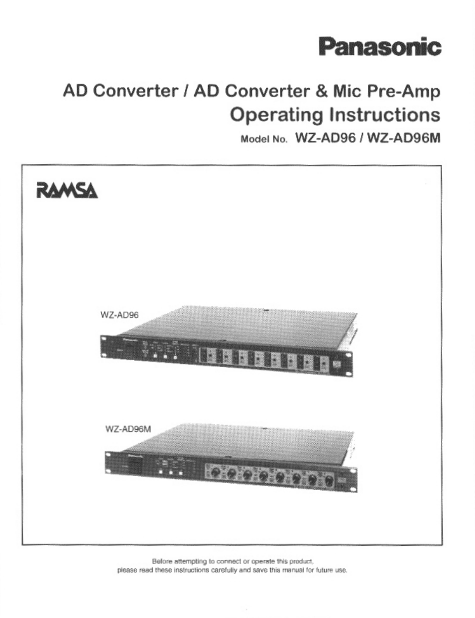 Panasonic WZ-AD96 User Manual | 50 pages