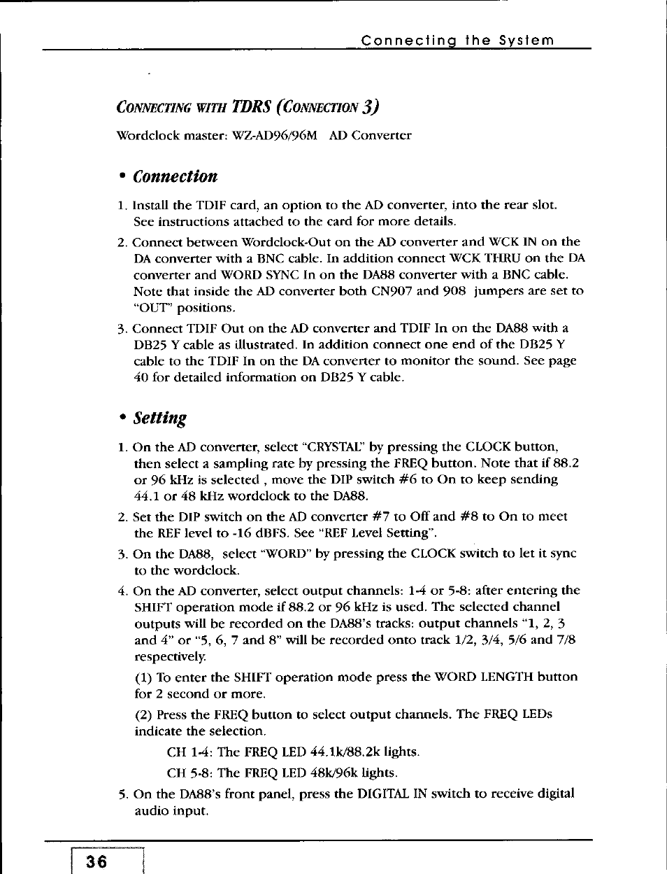 Connection, Setting | Panasonic WZ-AD96 User Manual | Page 35 / 50