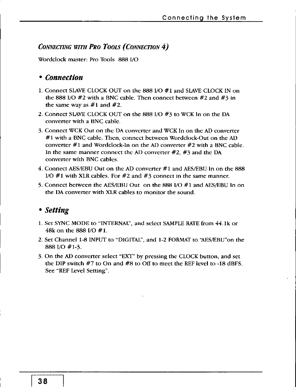 Connection, Setting | Panasonic WZ-AD96 User Manual | Page 37 / 50