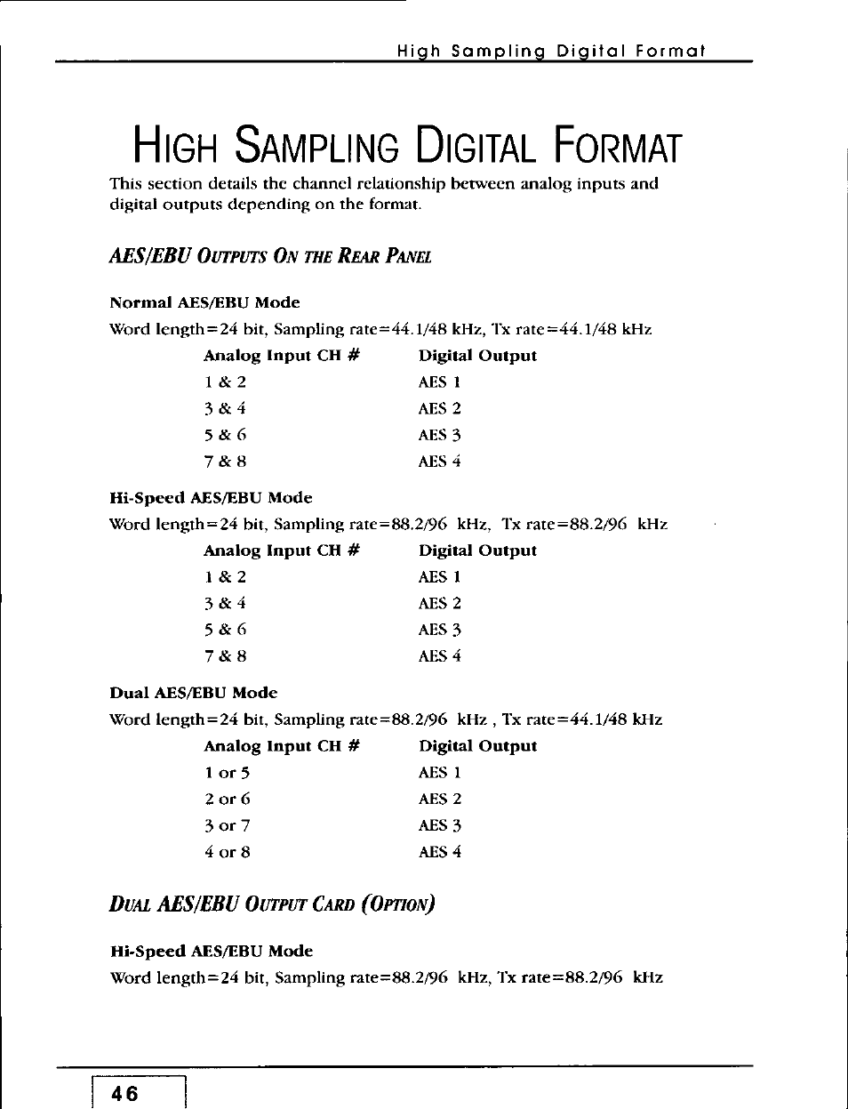 High sampling digital format, Ampling, Igital | Ormat | Panasonic WZ-AD96 User Manual | Page 44 / 50