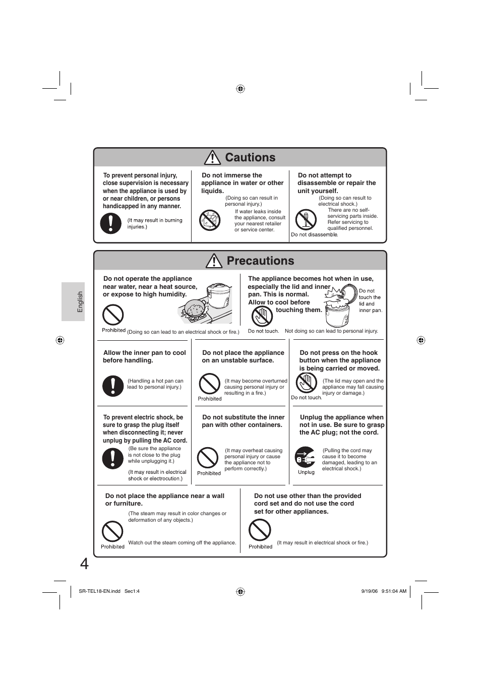 Panasonic SR-TEL18 User Manual | Page 4 / 24
