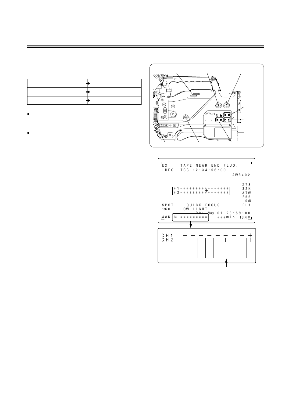 Audio recording, 27 (e), Set the auto select ch1/ch2 selector switch to man | Panasonic AG-DVC 200E User Manual | Page 28 / 44